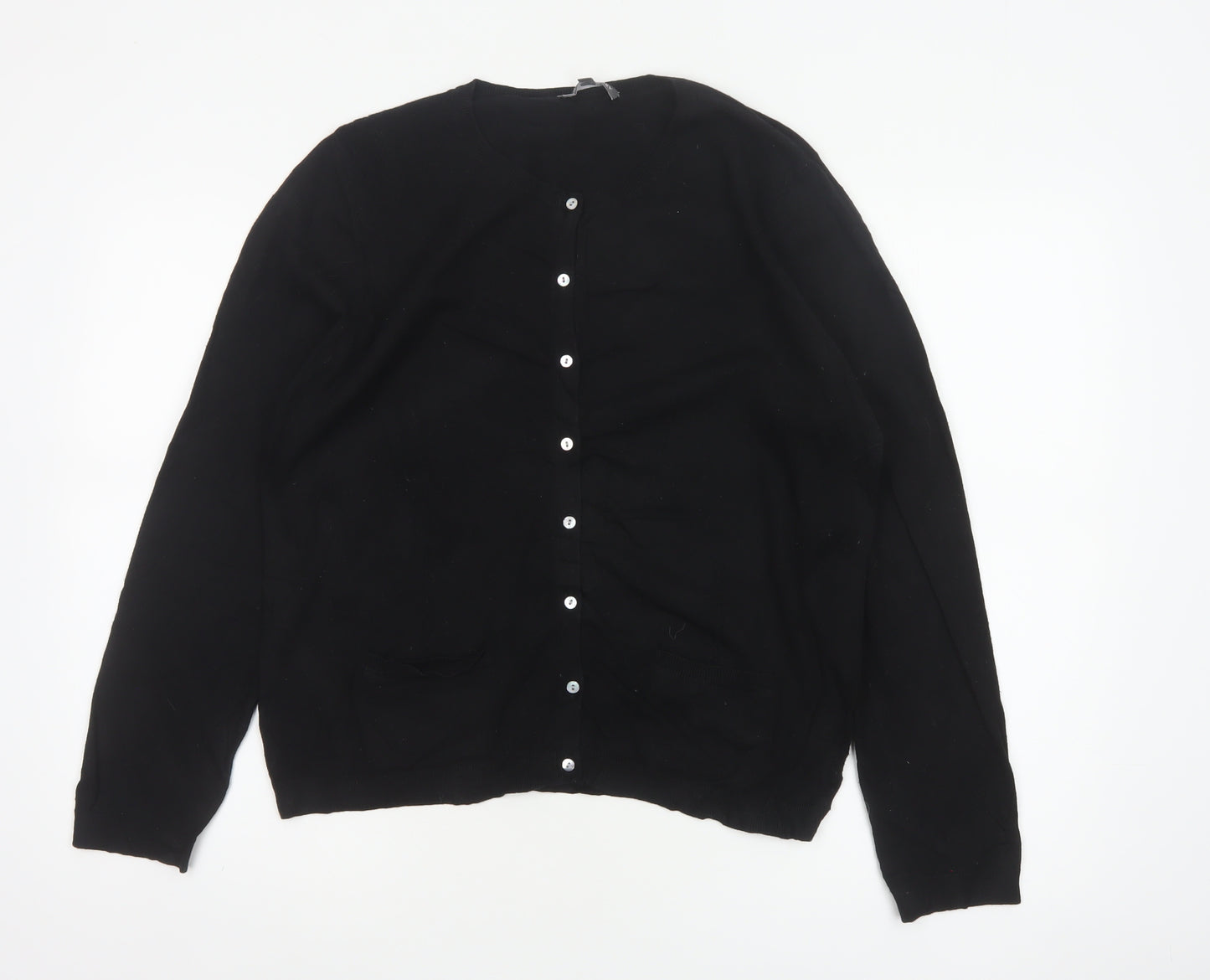 Laura Ashley Women’s Black UK 16 V-Neck Button Knit Cardigan