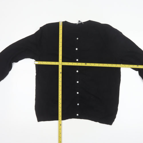 Laura Ashley Women’s Black UK 16 V-Neck Button Knit Cardigan