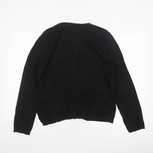 Laura Ashley Women’s Black UK 16 V-Neck Button Knit Cardigan