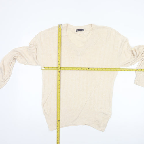 Marks and Spencer Women Ivory M Linen Blend V-Neck Lightweight Jumper