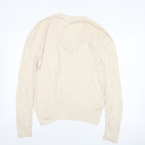 Marks and Spencer Women Ivory M Linen Blend V-Neck Lightweight Jumper