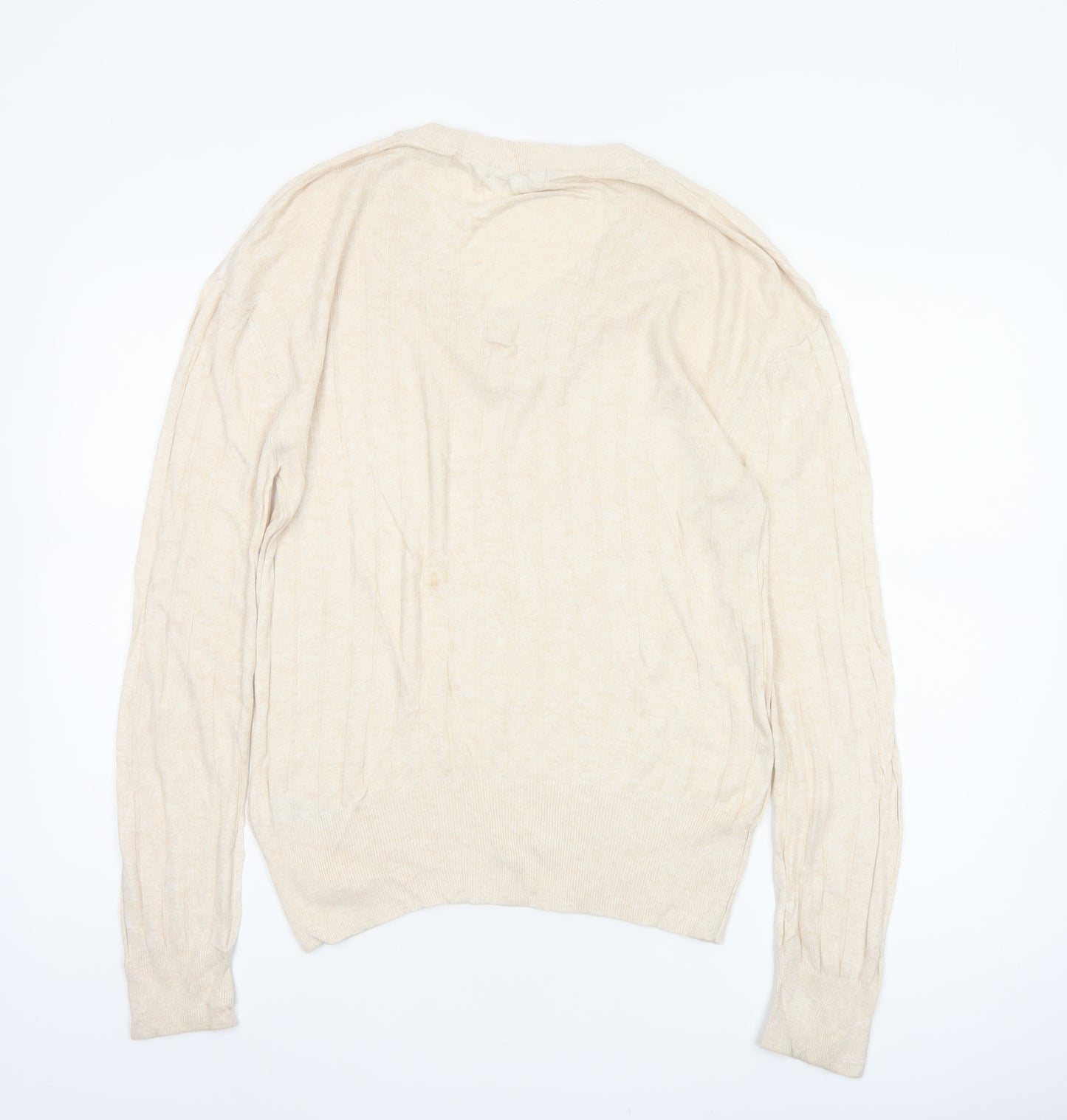 Marks and Spencer Women Ivory M Linen Blend V-Neck Lightweight Jumper