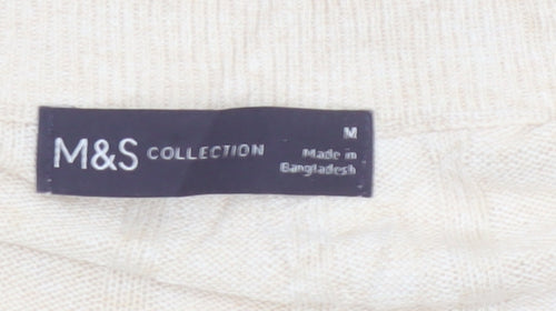 Marks and Spencer Women Ivory M Linen Blend V-Neck Lightweight Jumper