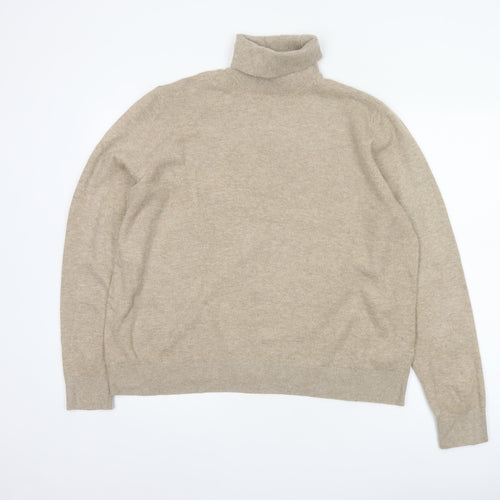 Marks & Spencer Women’s Beige L Roll Neck Knit Pullover Jumper