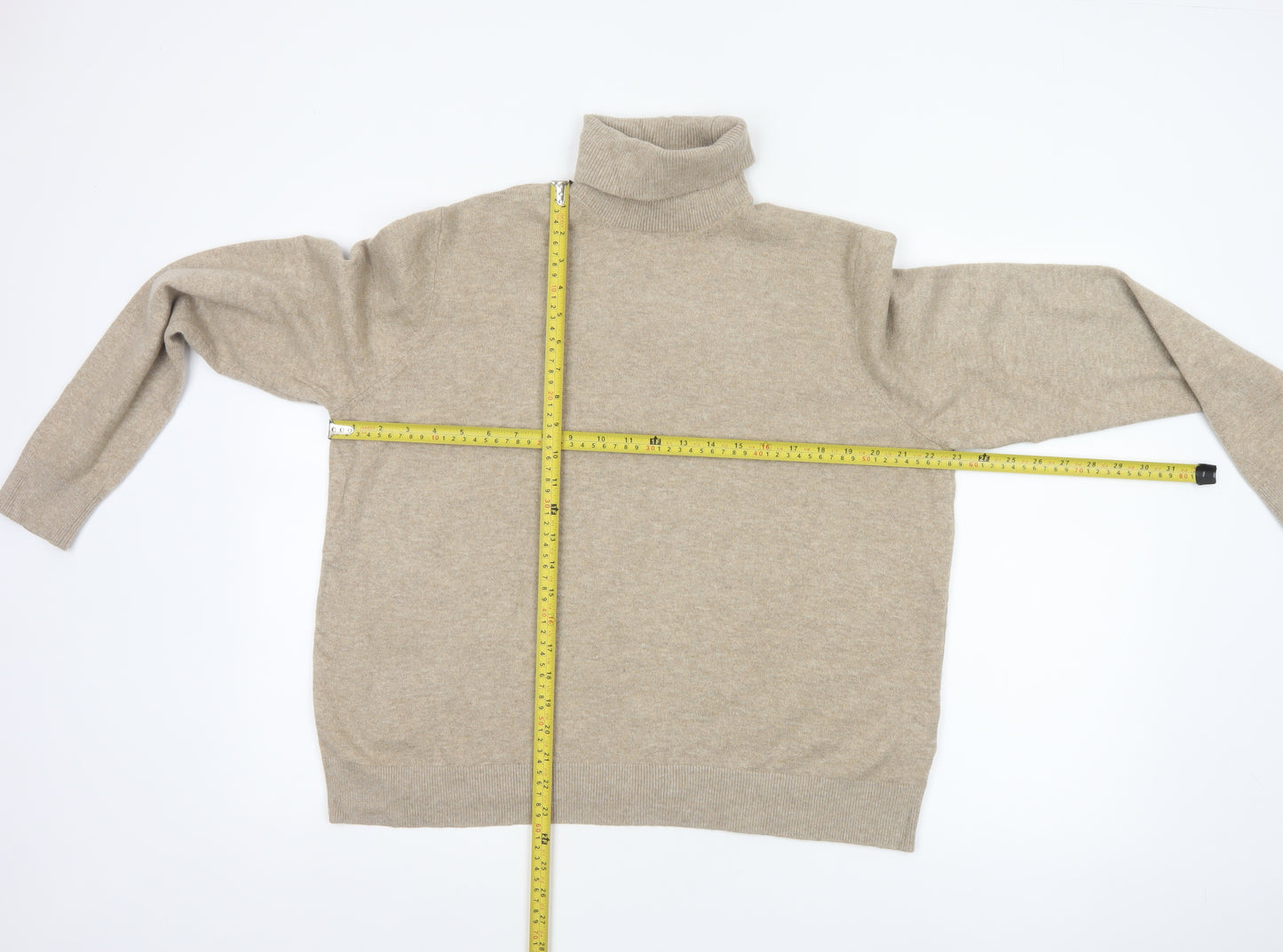 Marks & Spencer Women’s Beige L Roll Neck Knit Pullover Jumper
