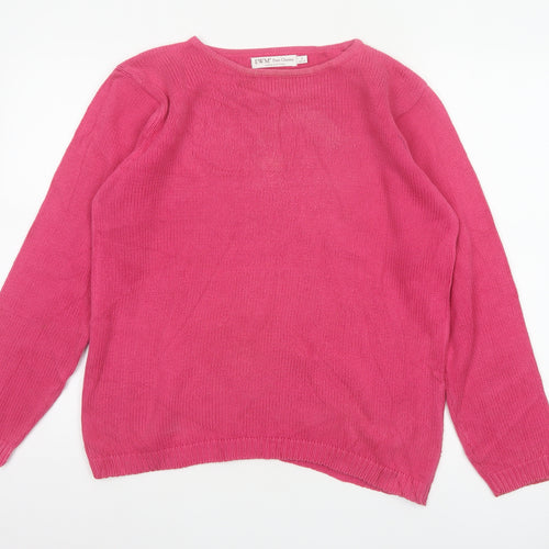 EWM Women Pink UK 10-12 Cotton Crew Neck Raglan Sleeve Jumper