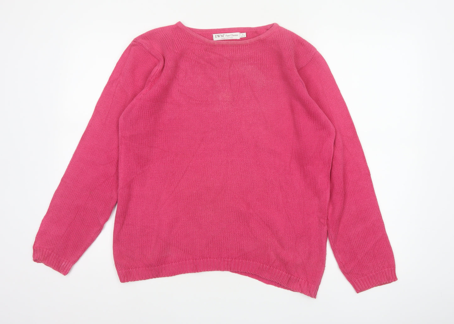 EWM Women Pink UK 10-12 Cotton Crew Neck Raglan Sleeve Jumper