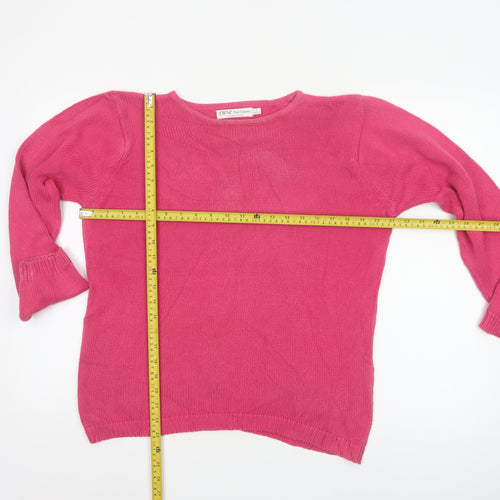EWM Women Pink UK 10-12 Cotton Crew Neck Raglan Sleeve Jumper