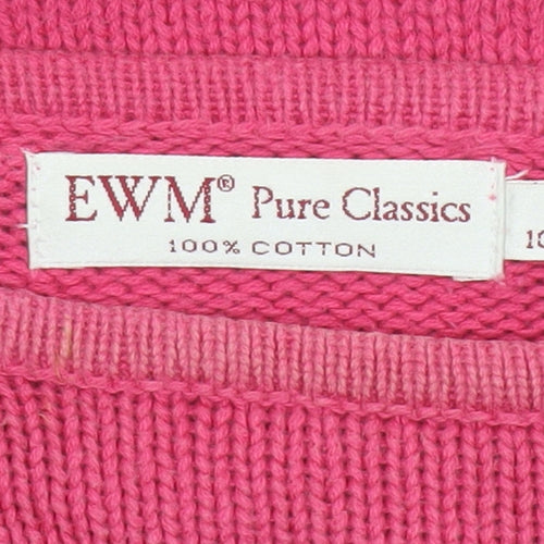 EWM Women Pink UK 10-12 Cotton Crew Neck Raglan Sleeve Jumper