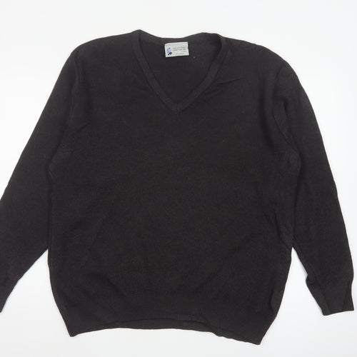 Balmoral Knitwear Men’s Black 2XL V-Neck Wool Blend Pullover Jumper