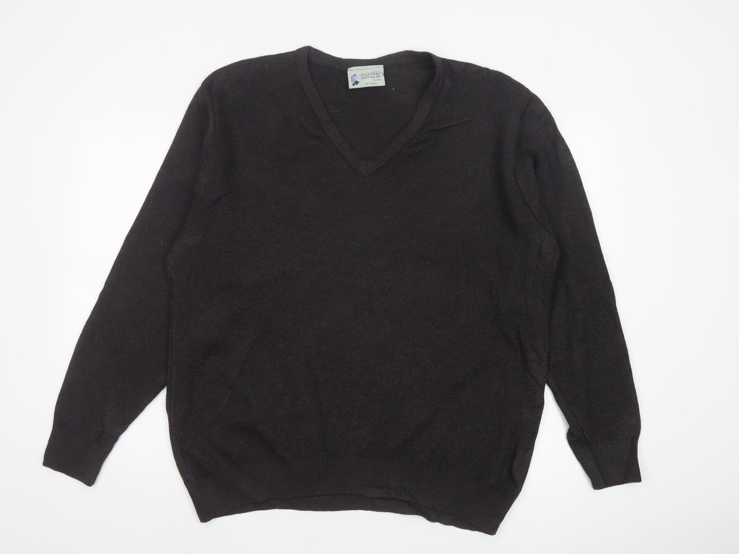 Balmoral Knitwear Men’s Black 2XL V-Neck Wool Blend Pullover Jumper