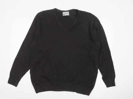 Balmoral Knitwear Men’s Black 2XL V-Neck Wool Blend Pullover Jumper