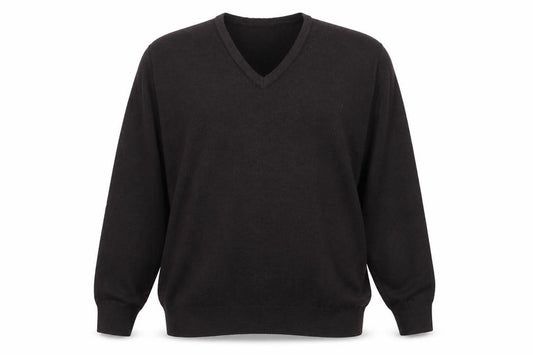Balmoral Knitwear Men’s Black 2XL V-Neck Wool Blend Pullover Jumper