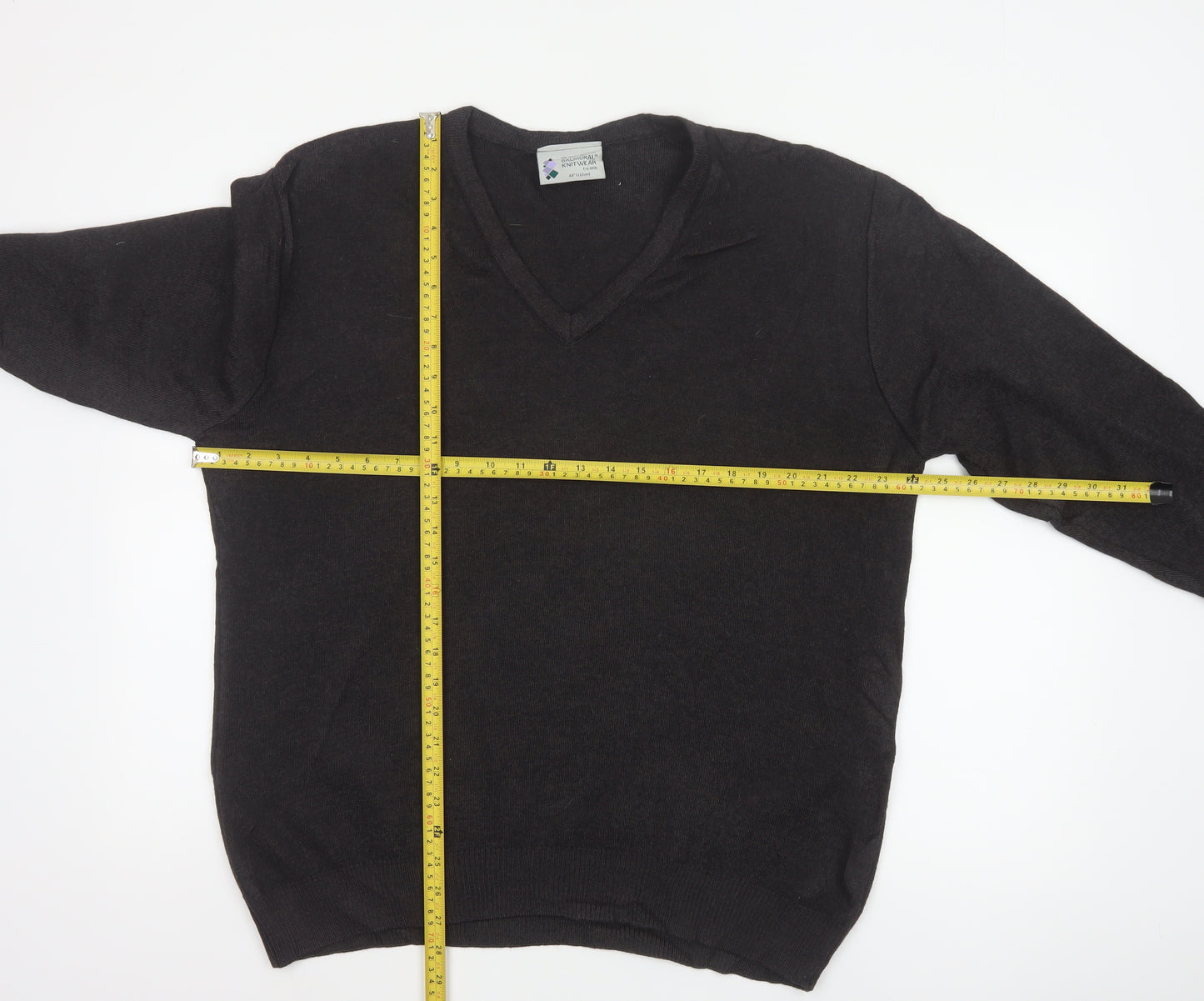 Balmoral Knitwear Men’s Black 2XL V-Neck Wool Blend Pullover Jumper