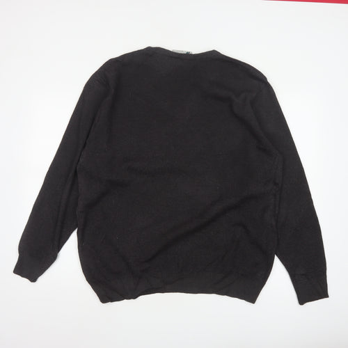 Balmoral Knitwear Men’s Black 2XL V-Neck Wool Blend Pullover Jumper