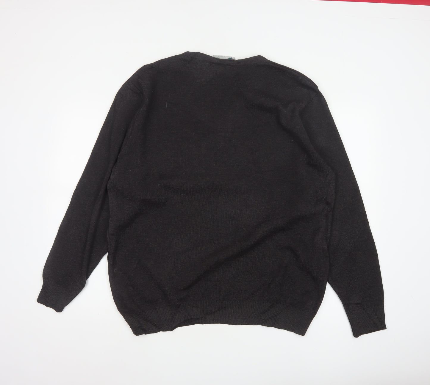 Balmoral Knitwear Men’s Black 2XL V-Neck Wool Blend Pullover Jumper