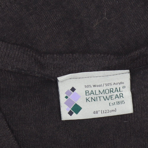Balmoral Knitwear Men’s Black 2XL V-Neck Wool Blend Pullover Jumper