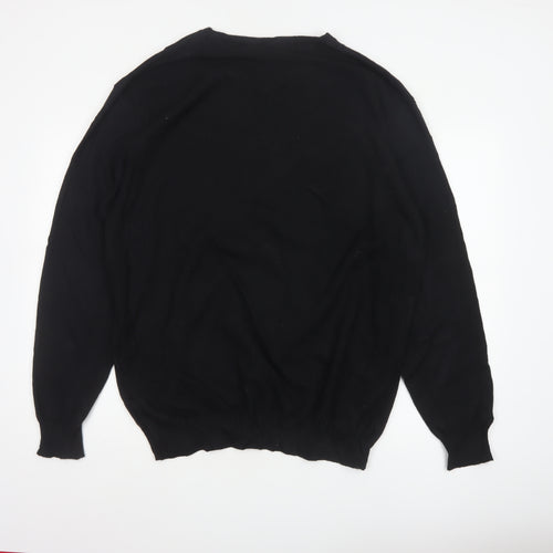 Brook Taverner Men’s Black 2XL Merino Wool Cotton V-Neck Jumper