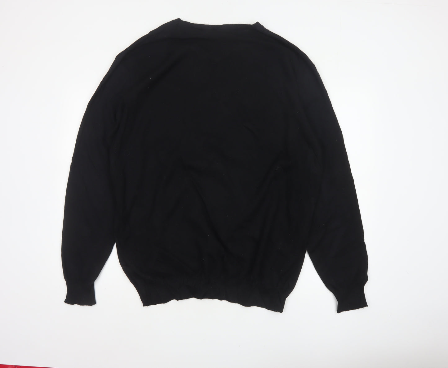 Brook Taverner Men’s Black 2XL Merino Wool Cotton V-Neck Jumper