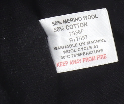 Brook Taverner Men’s Black 2XL Merino Wool Cotton V-Neck Jumper