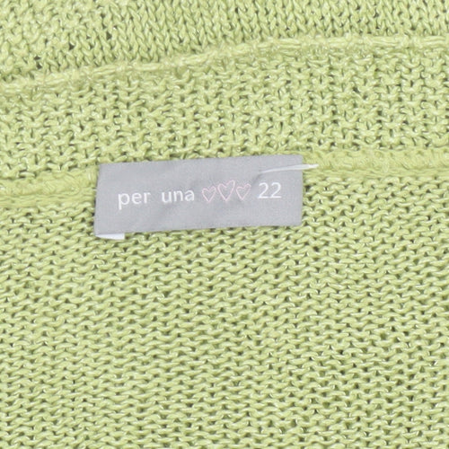 Marks and Spencer Per Una Women's Green Size 22 Open Knit Cardigan