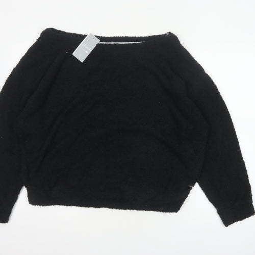 F&F Women Black M Fleece Jumper Pyjama Top Long Sleeve