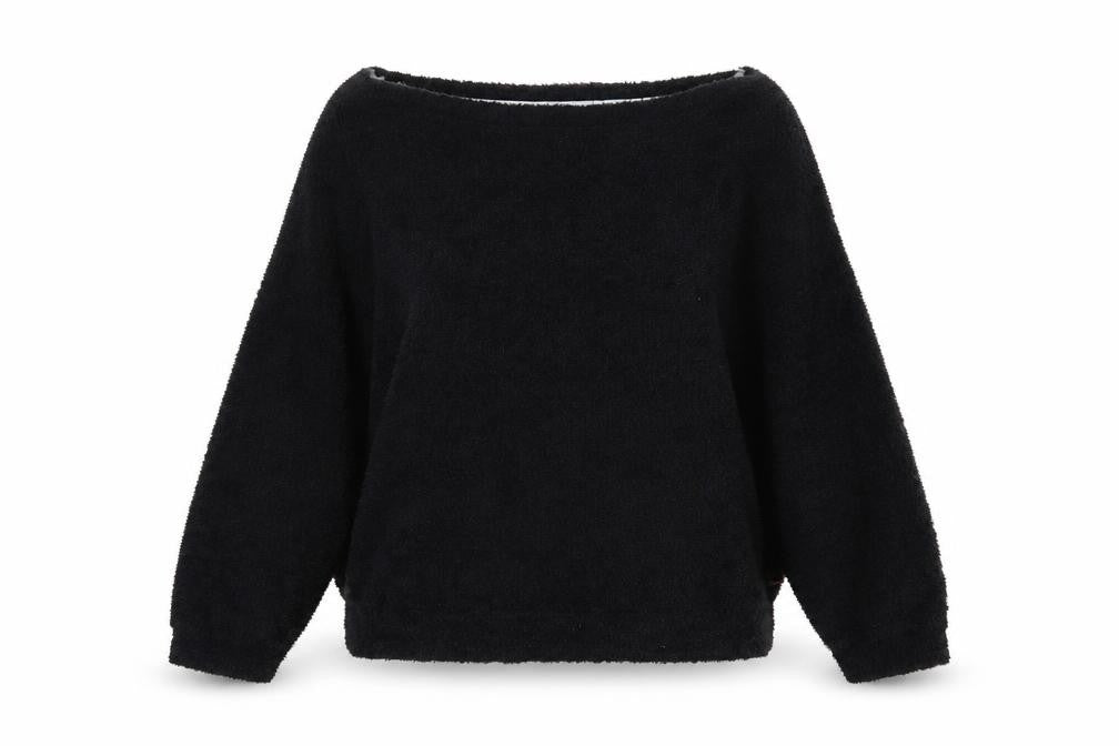 F&F Women Black M Fleece Jumper Pyjama Top Long Sleeve
