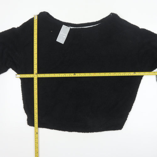 F&F Women Black M Fleece Jumper Pyjama Top Long Sleeve