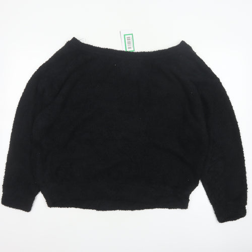 F&F Women Black M Fleece Jumper Pyjama Top Long Sleeve