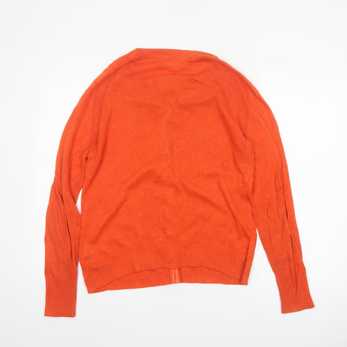White Stuff Women Orange Cotton Cardigan UK 12 Button Raglan Long Sleeve