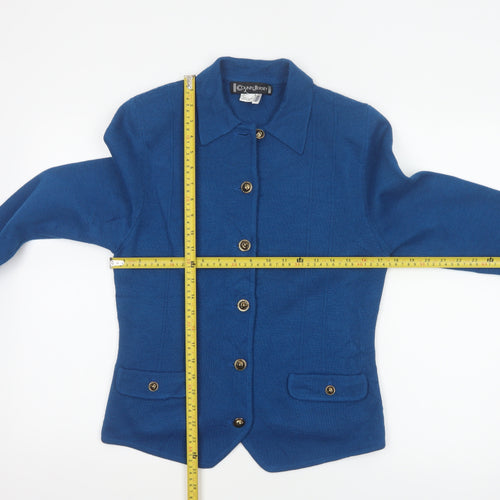 County Jersey Women’s Blue UK 10 Collared Button Knit Cardigan Pockets