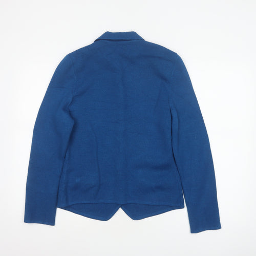 County Jersey Women’s Blue UK 10 Collared Button Knit Cardigan Pockets