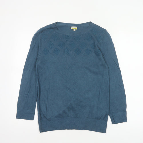 Hobbs NW3 Women’s Blue S Modal Cotton Argyle Knit Crew Neck Jumper