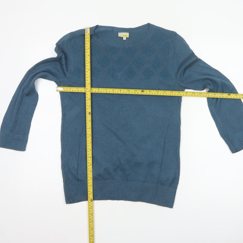 Hobbs NW3 Women’s Blue S Modal Cotton Argyle Knit Crew Neck Jumper