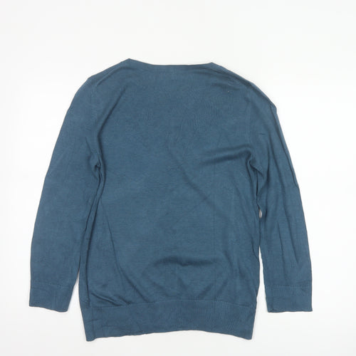 Hobbs NW3 Women’s Blue S Modal Cotton Argyle Knit Crew Neck Jumper