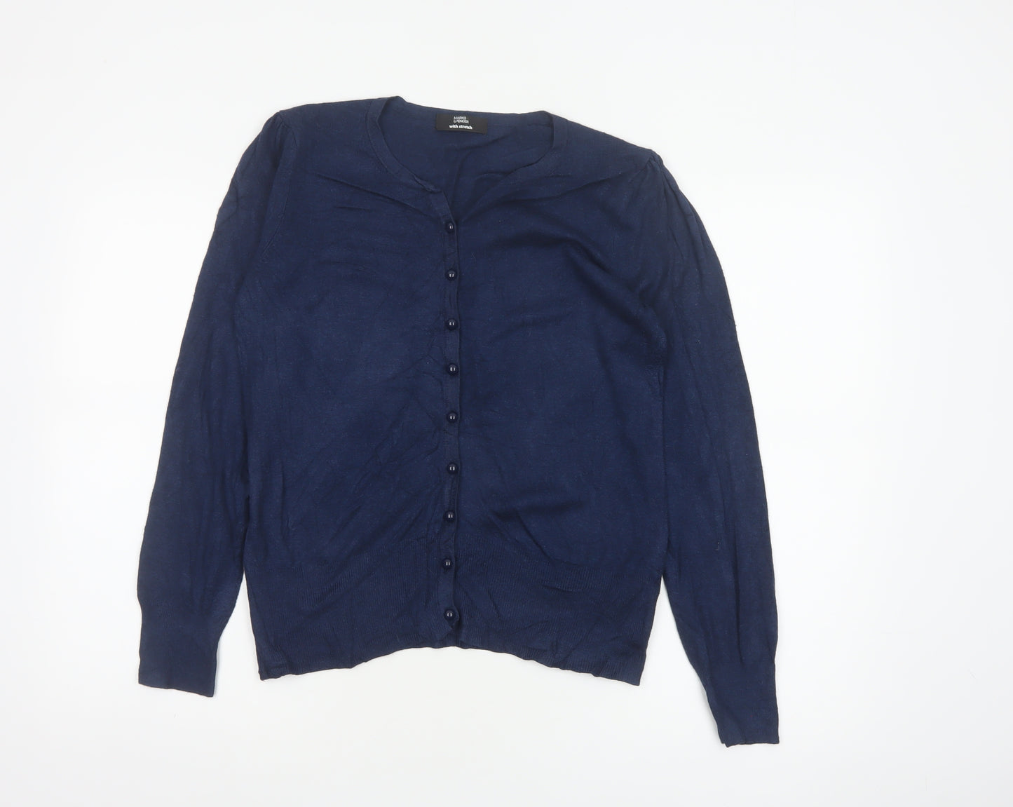 Marks & Spencer Women Blue UK 12 V-Neck Button Cardigan