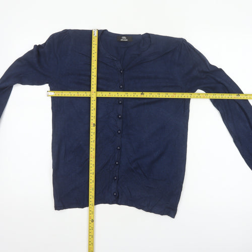Marks & Spencer Women Blue UK 12 V-Neck Button Cardigan