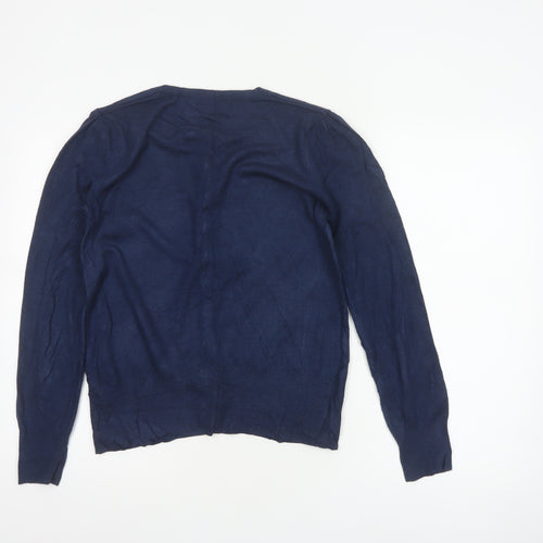 Marks & Spencer Women Blue UK 12 V-Neck Button Cardigan
