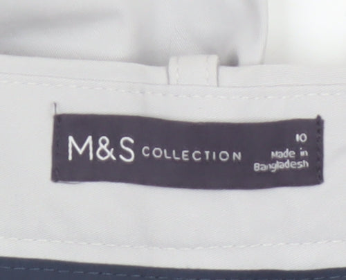 Marks and Spencer Women Grey UK 10 Tapered Cotton Modal Trousers