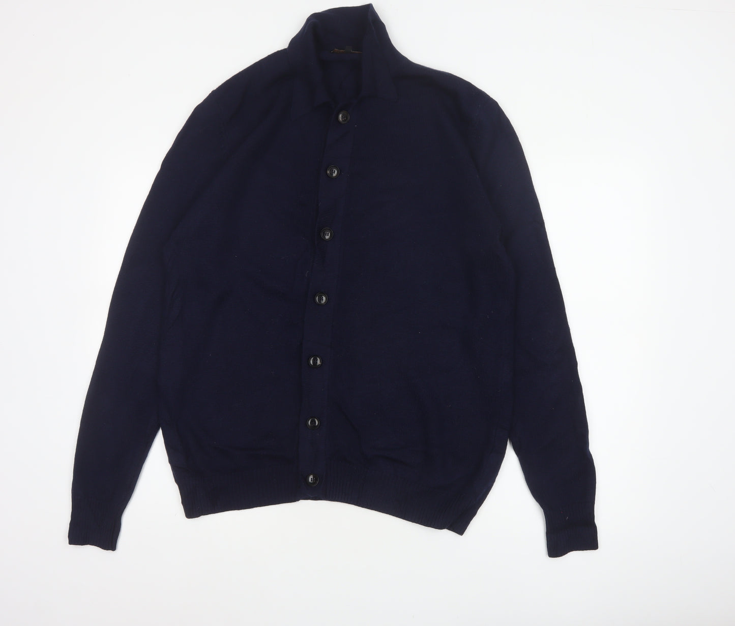 Jaeger Men’s Blue Merino Wool Collared Button Cardigan Large