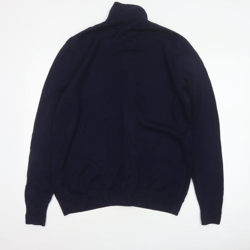 Jaeger Men’s Blue Merino Wool Collared Button Cardigan Large