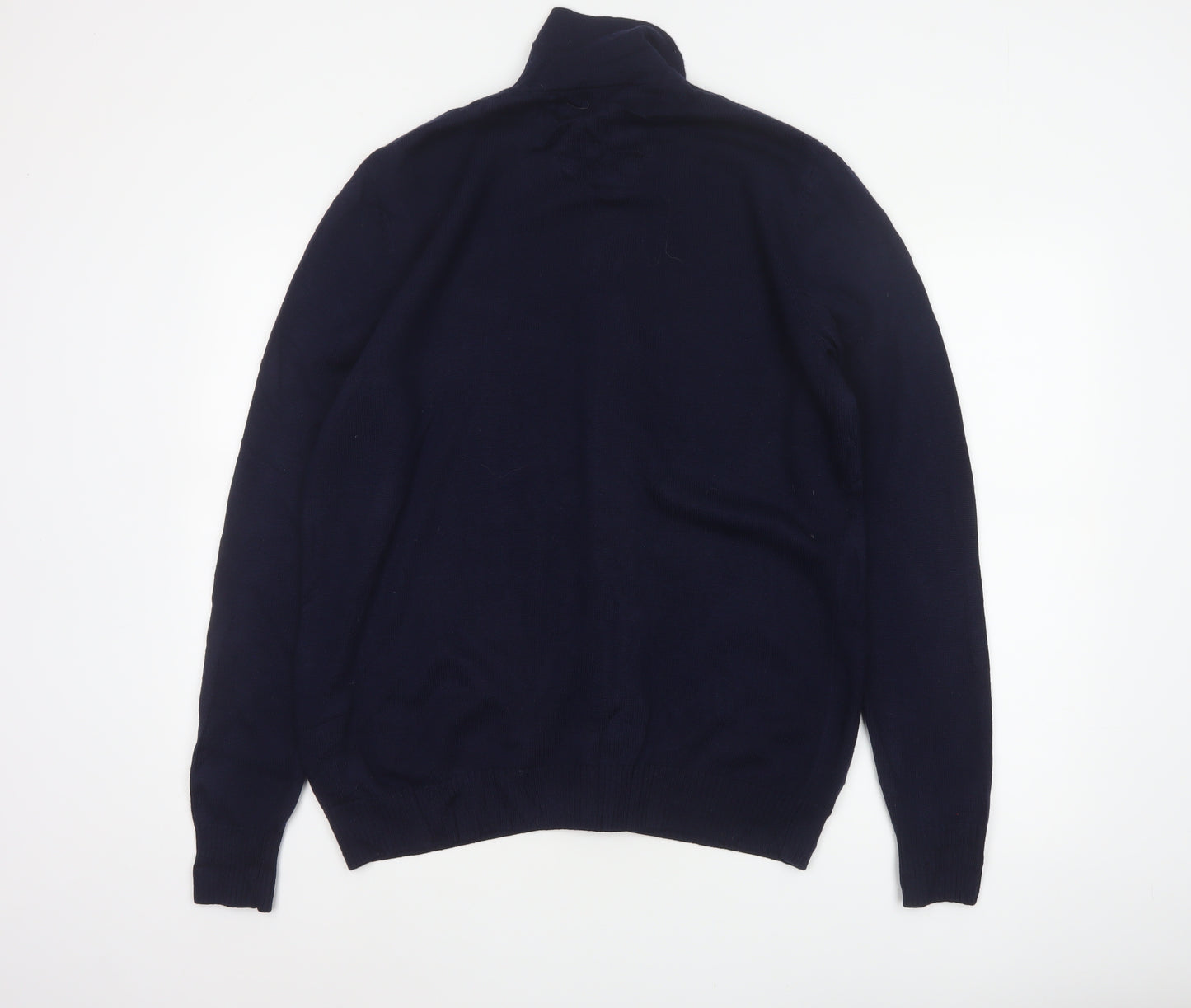 Jaeger Men’s Blue Merino Wool Collared Button Cardigan Large
