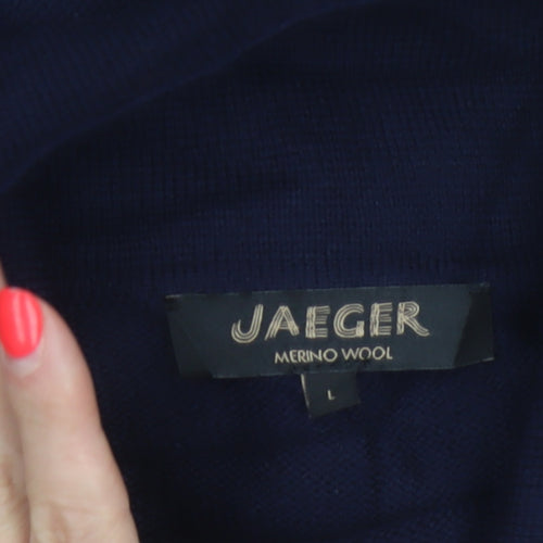 Jaeger Men’s Blue Merino Wool Collared Button Cardigan Large