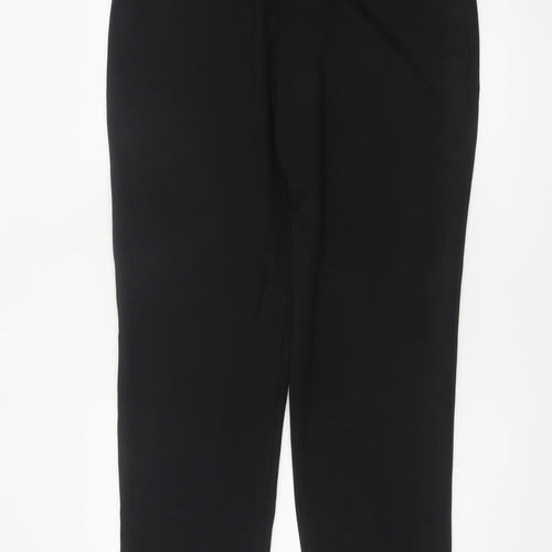 M&S Women Black UK 16 Regular High Rise Straight Leg Trousers