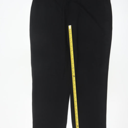 M&S Women Black UK 16 Regular High Rise Straight Leg Trousers