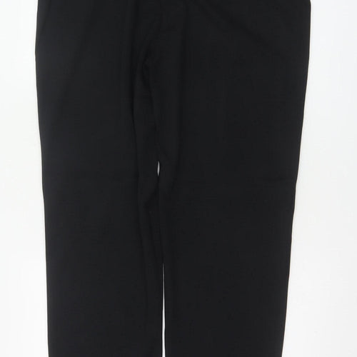 M&S Women Black UK 16 Regular High Rise Straight Leg Trousers