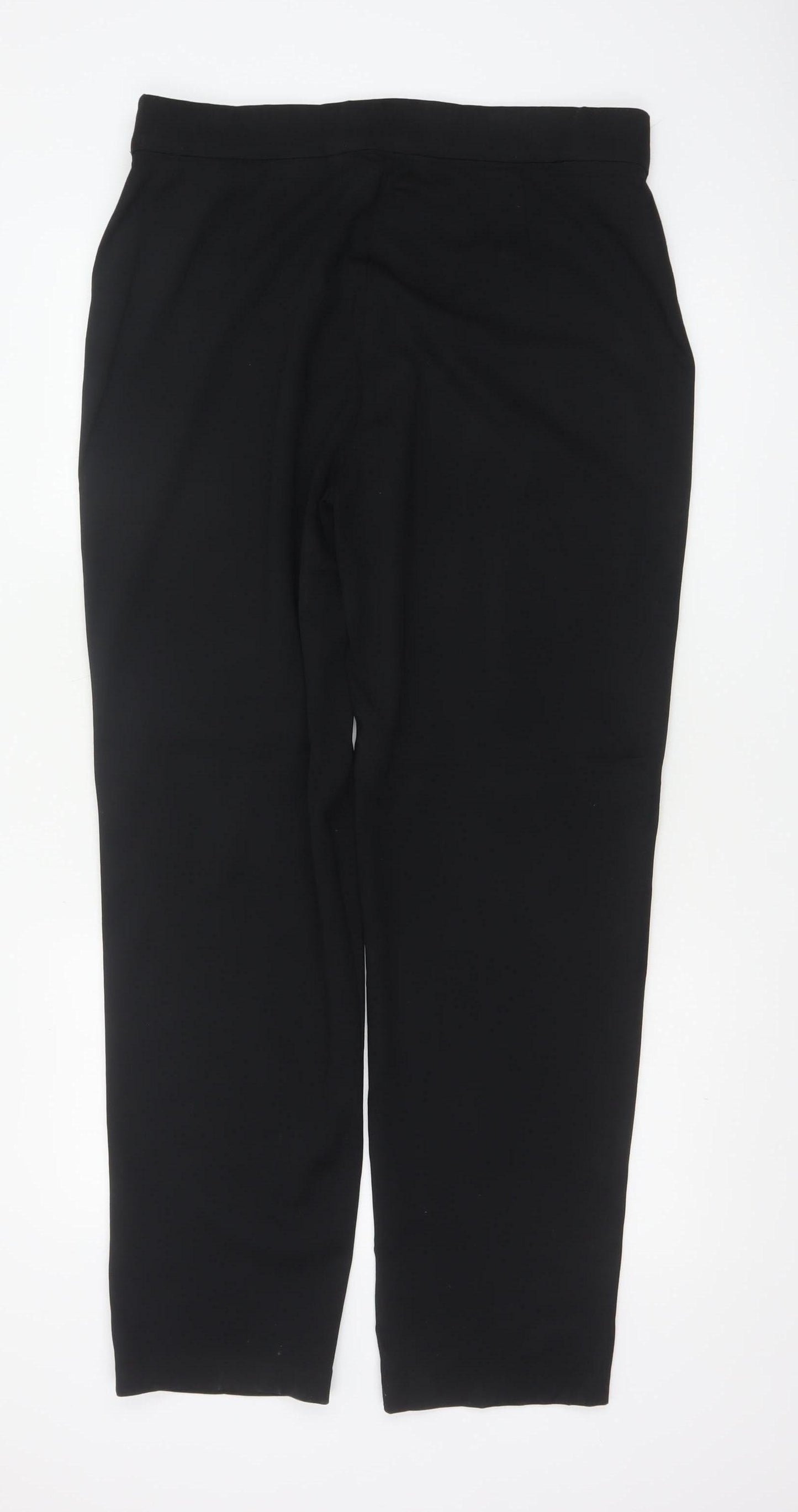 M&S Women Black UK 16 Regular High Rise Straight Leg Trousers