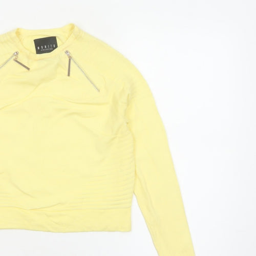 Mohito Women Yellow XS Zip Detail Crew Neck Knit Jumper