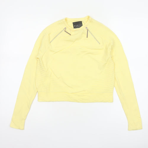 Mohito Women Yellow XS Zip Detail Crew Neck Knit Jumper