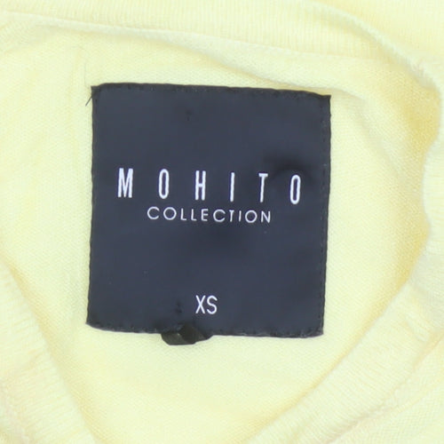 Mohito Women Yellow XS Zip Detail Crew Neck Knit Jumper